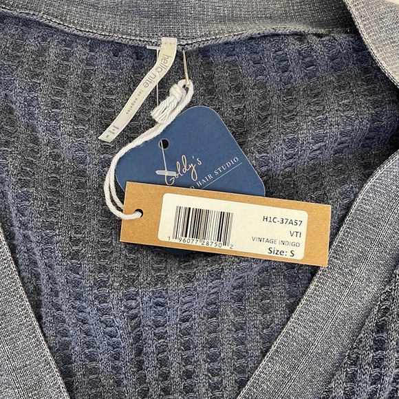 Hello Nite NWT Deep V Cardigan Vintage Indigo Blue Washed Small - Picture 6 of 8